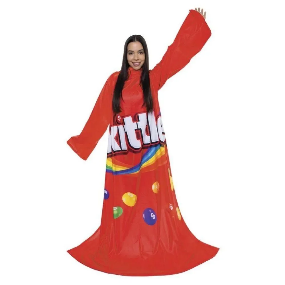 Skittles SNUGGIE The Original Wearable Soft Fleece Blanket with Sleeves Red NEW